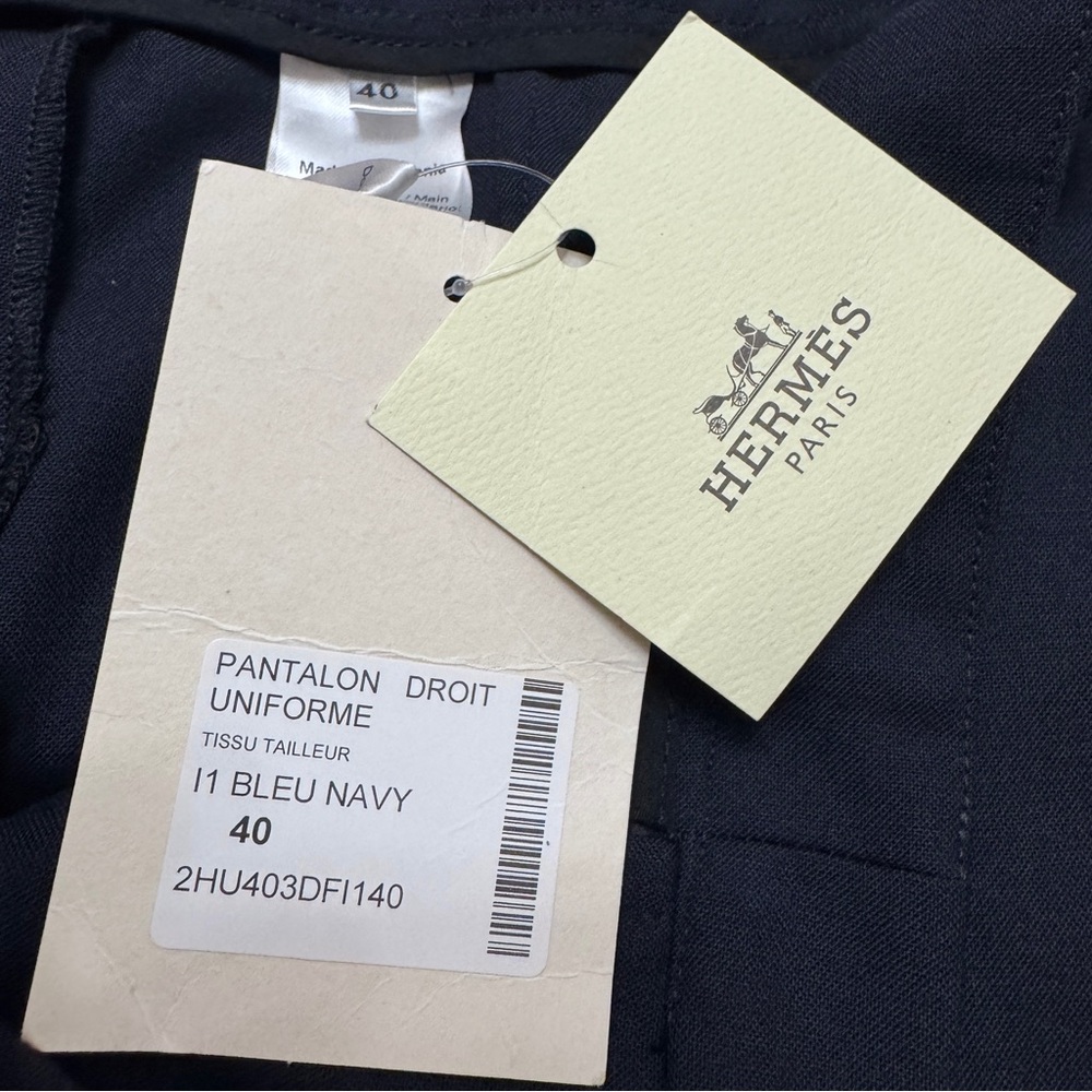 Hermes Paris EU 40 Women’s Employee Uniform Pants Navy Blue High Waist Crop US 8 - Picture 3 of 10